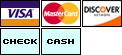 We accept Visa, MasterCard, Discover, cash and checks.